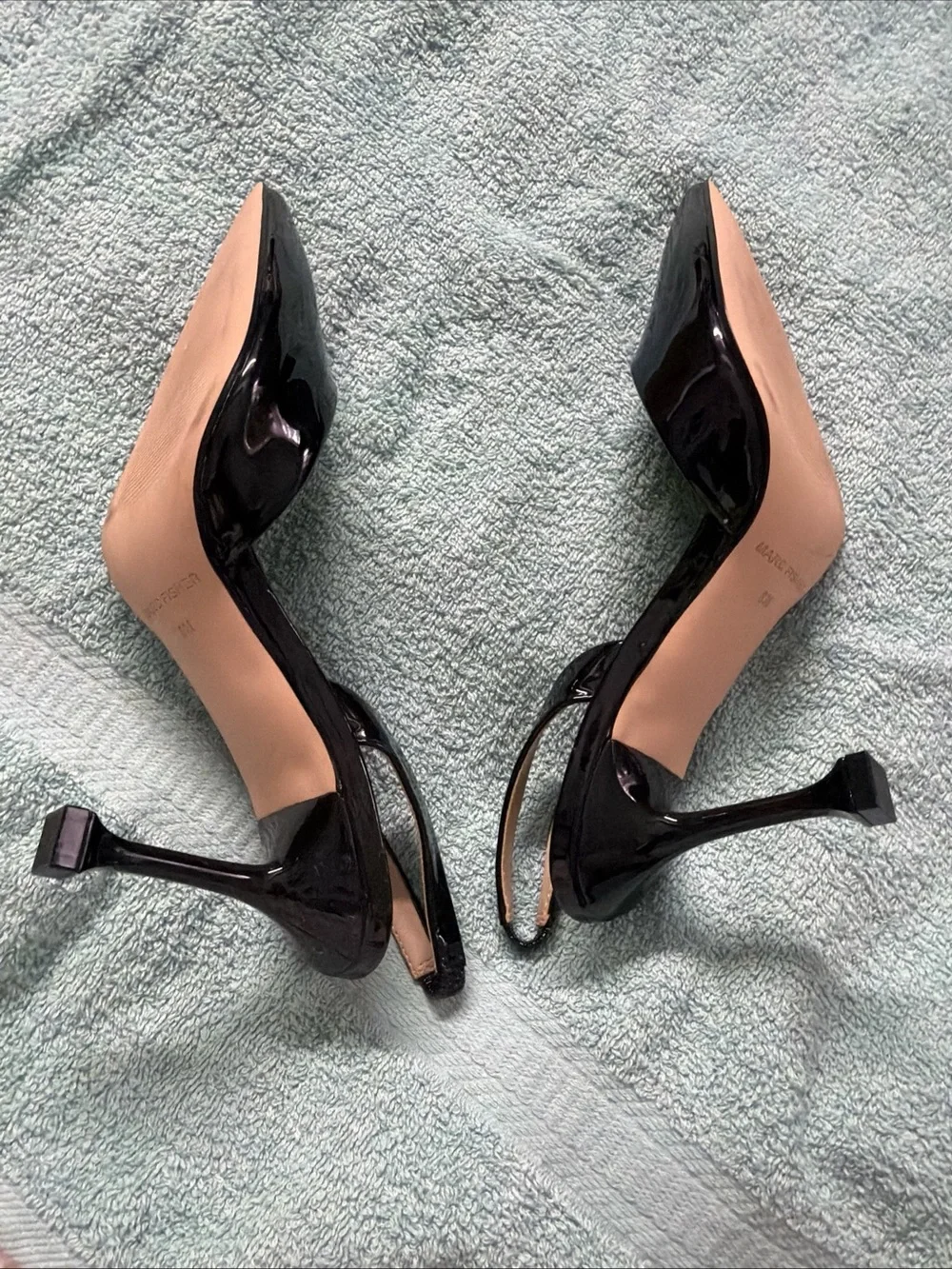 Marc Fisher Black Patent Pointed-Toe Slingback Pumps 8M